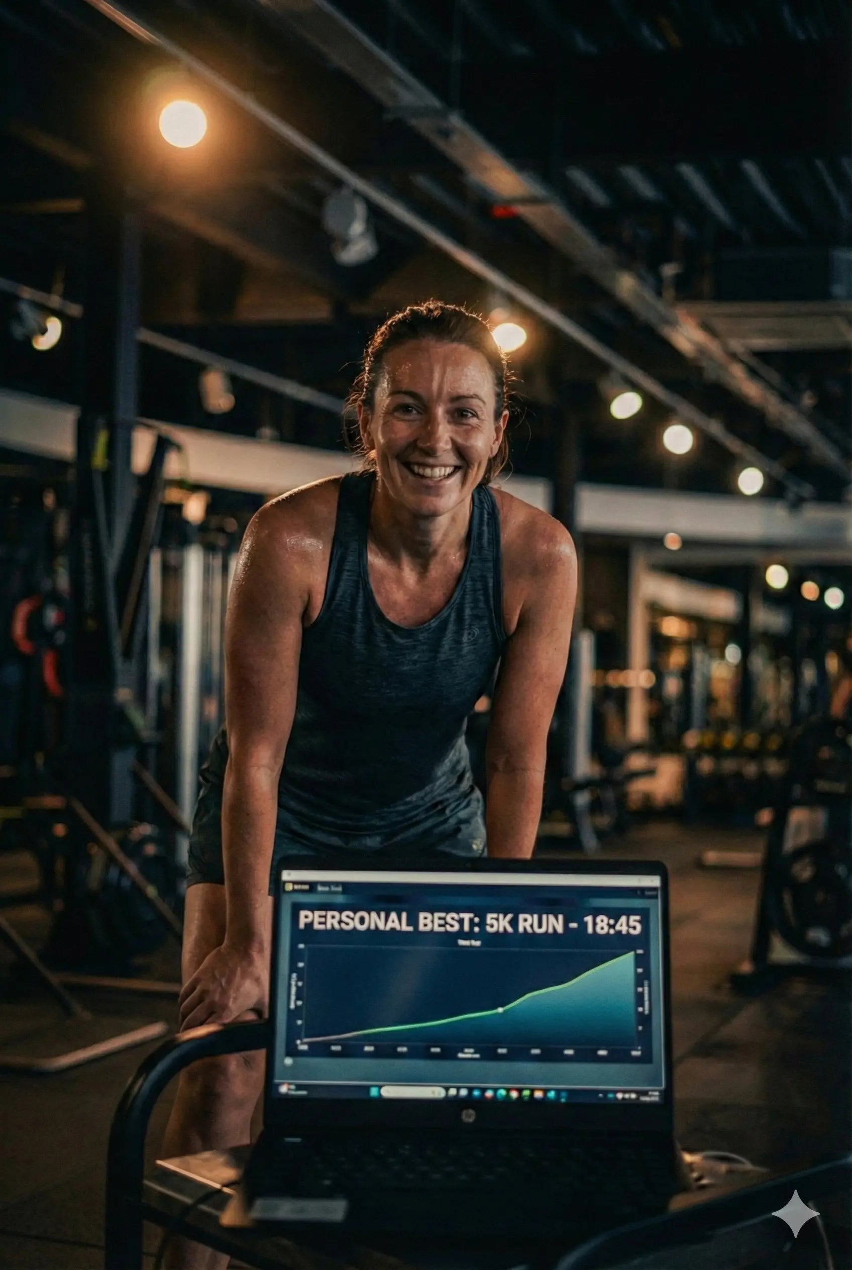 A woman achieving a personal best after a Telomyx VO2 Max test
