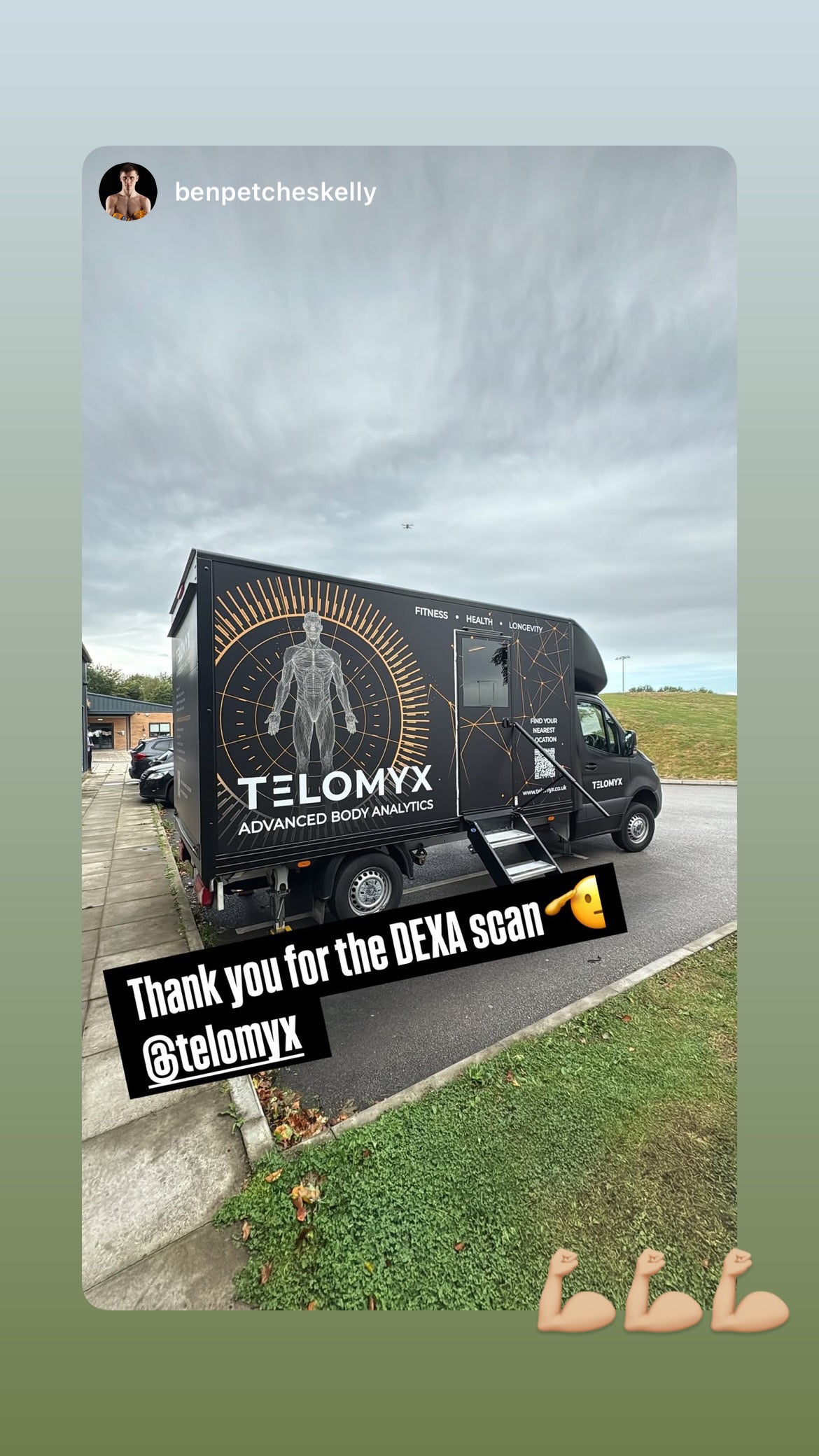 Client Instagram story tagging Telomyx after a scan