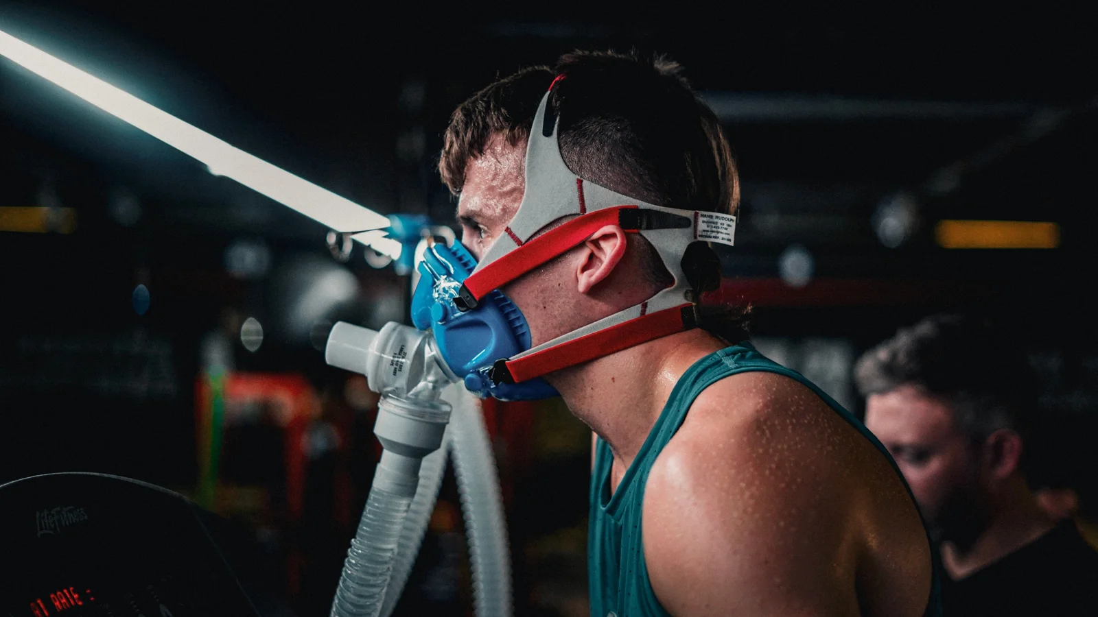 A TELOMYX client taking a VO2 Max test on the treadmill